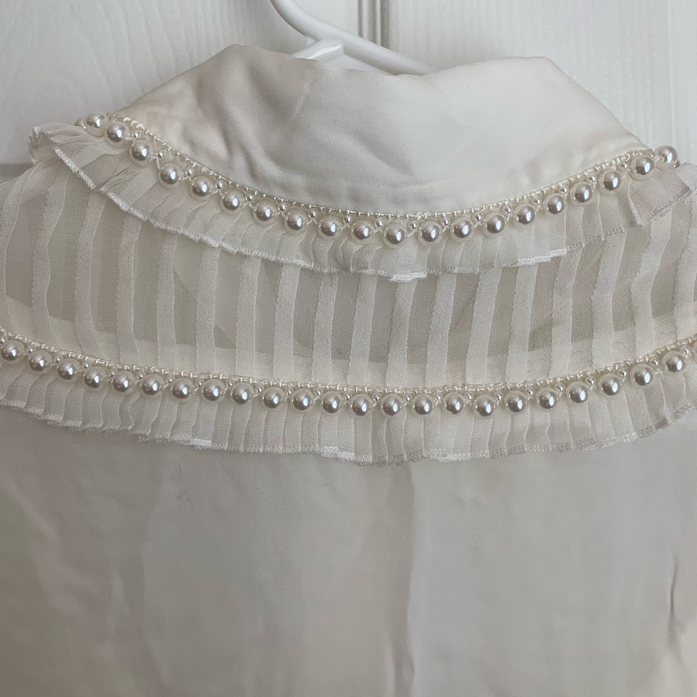Alice + Olivia White Sheer Button Down Shirt - Picture 3 of 8